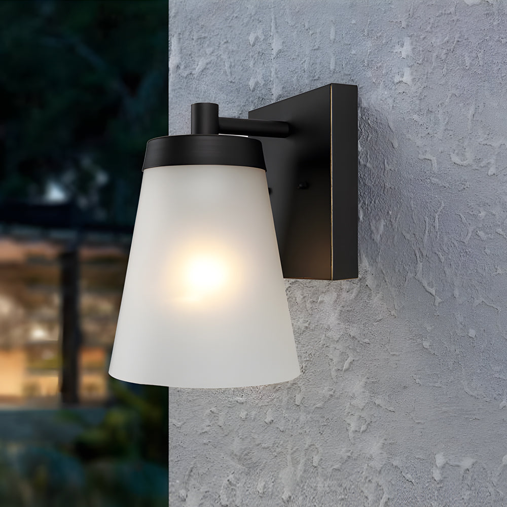 1-Light Glass Waterproof Sensor Outdoor Wall Sconce-Lighom