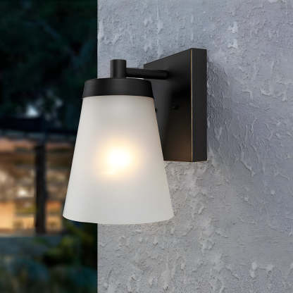1-Light Glass Waterproof Sensor Outdoor Wall Sconce-Lighom
