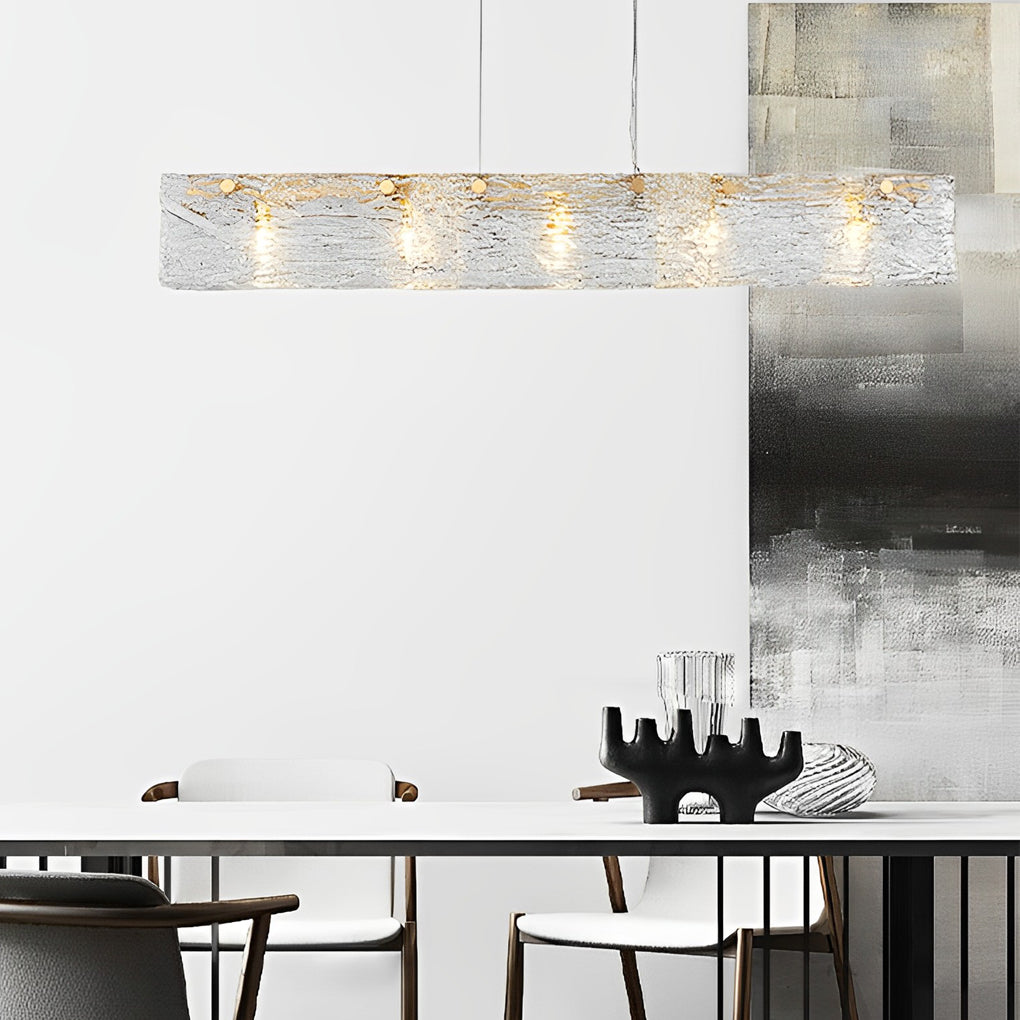Minimalist Long Strip Glass LED Modern Dining Chandelier