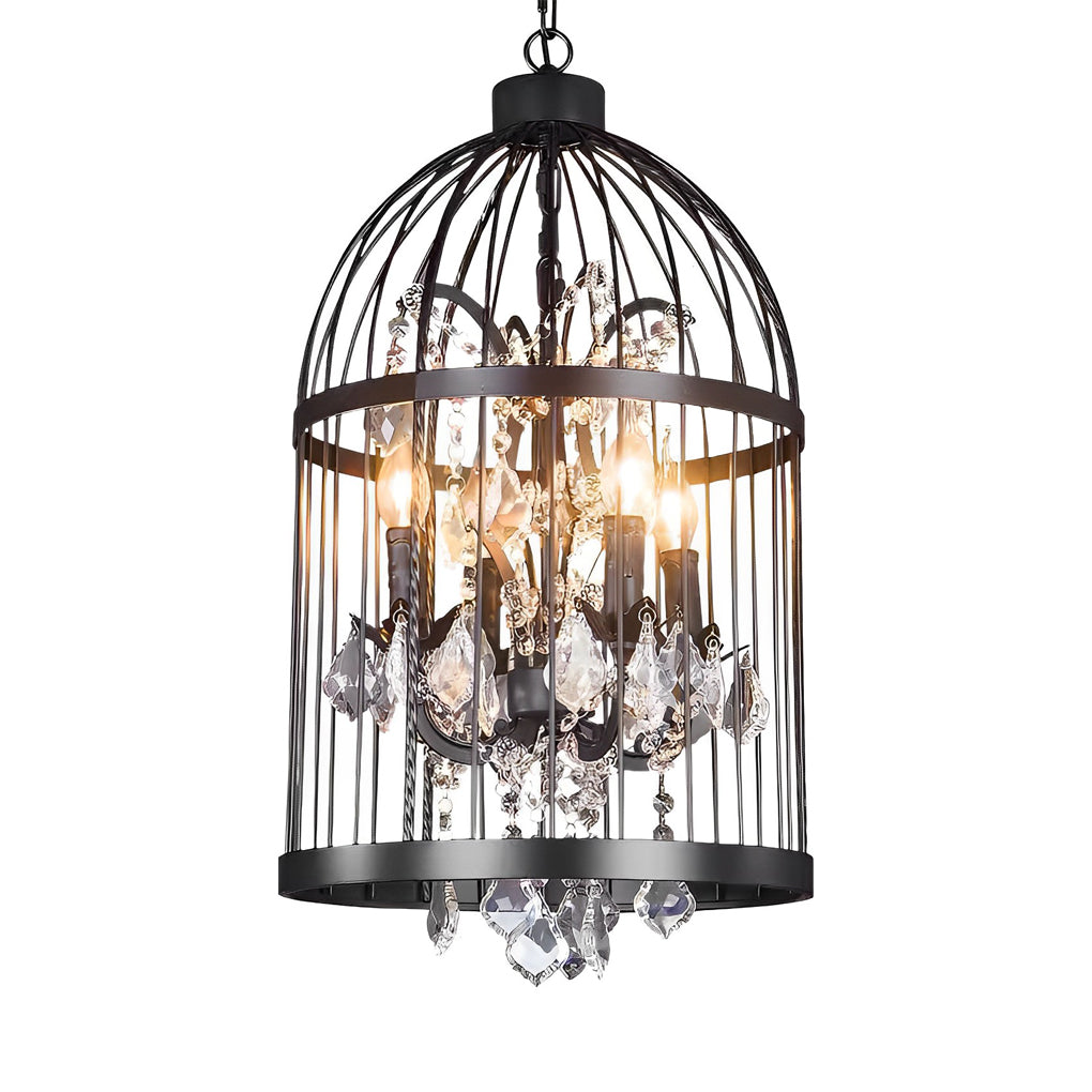 Birdcage Iron Crystal Retro Industrial Chandelier