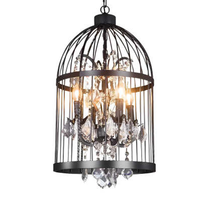 Birdcage Iron Crystal Retro Industrial Chandelier