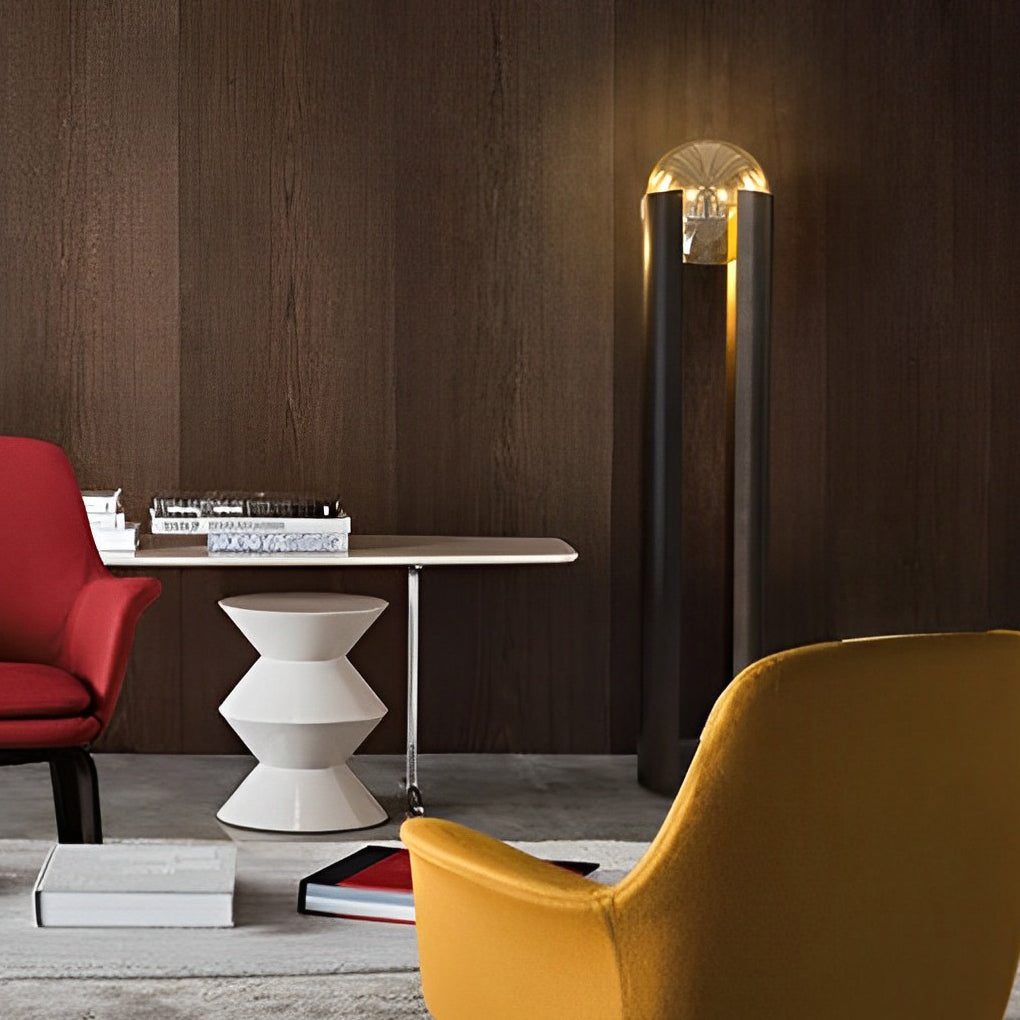 9.8" Amber Glass Ball Black Softwing Lamp