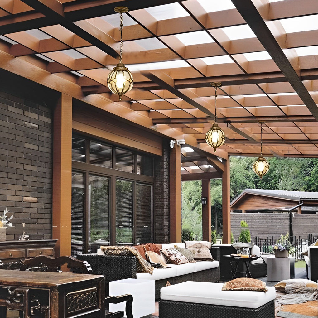 Glass Ball Aluminum Waterproof American Style Outdoor Chandelier Light-Lighom