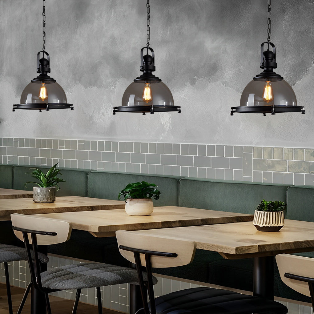 Retro Semicircular Black Industrial Pendant