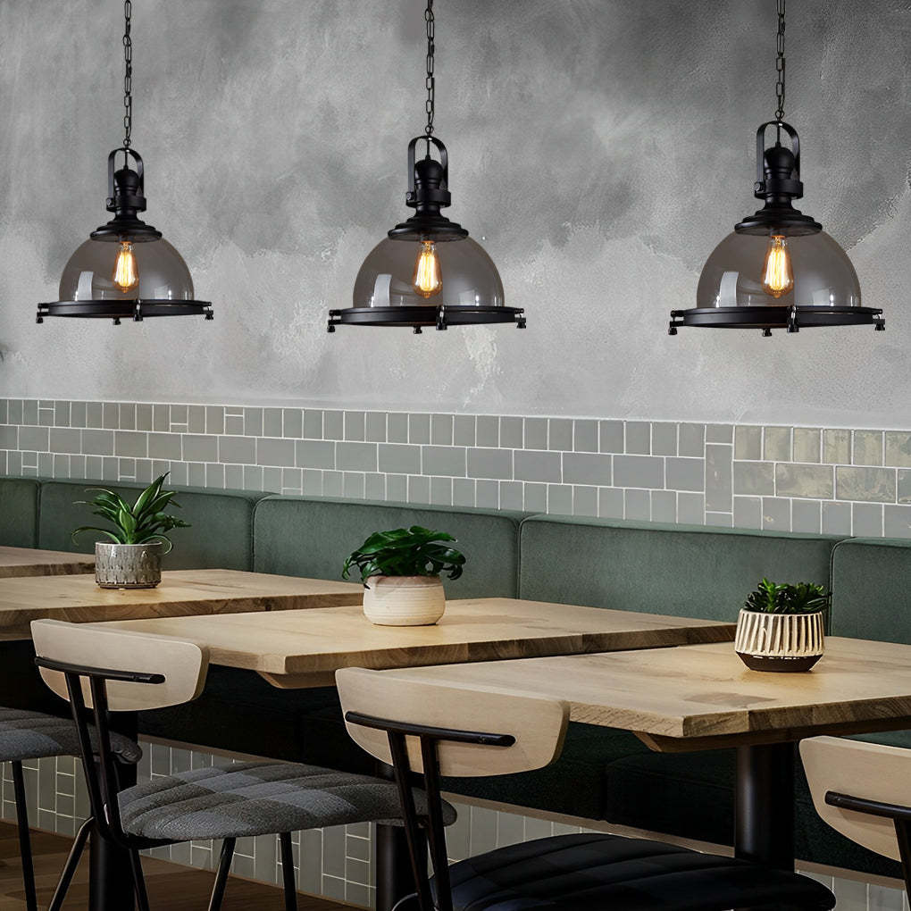 Retro Semicircular Black Industrial Pendant