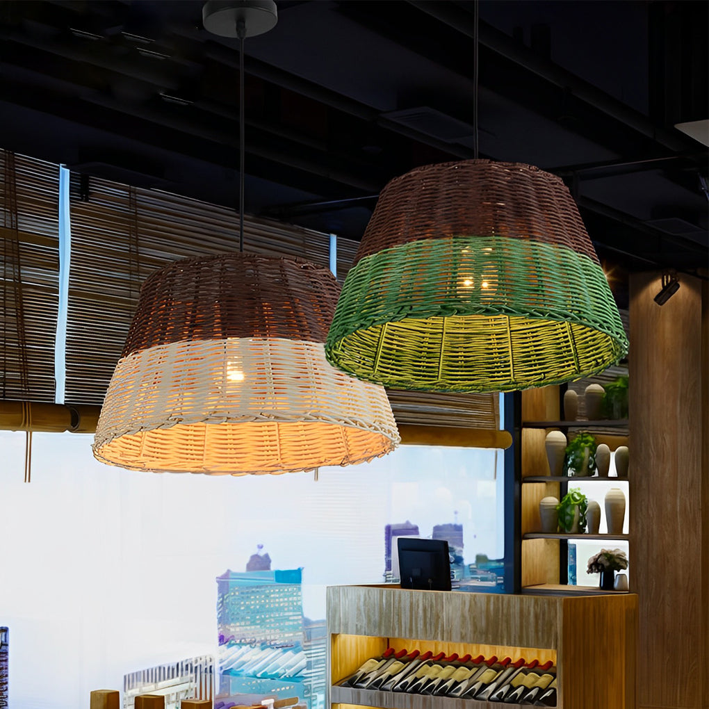 Retro Rattan Industrial Pendant Chandelier