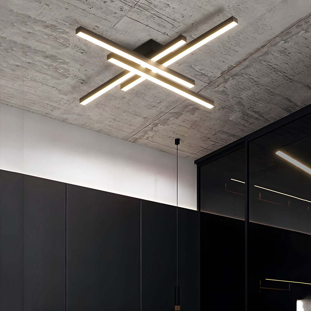 4-Light Modern Linear Parallax LED Flush Mount Ceiling Light