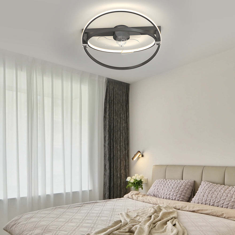 2-Ring Mute 3-Step LED Modern Ceiling Fan