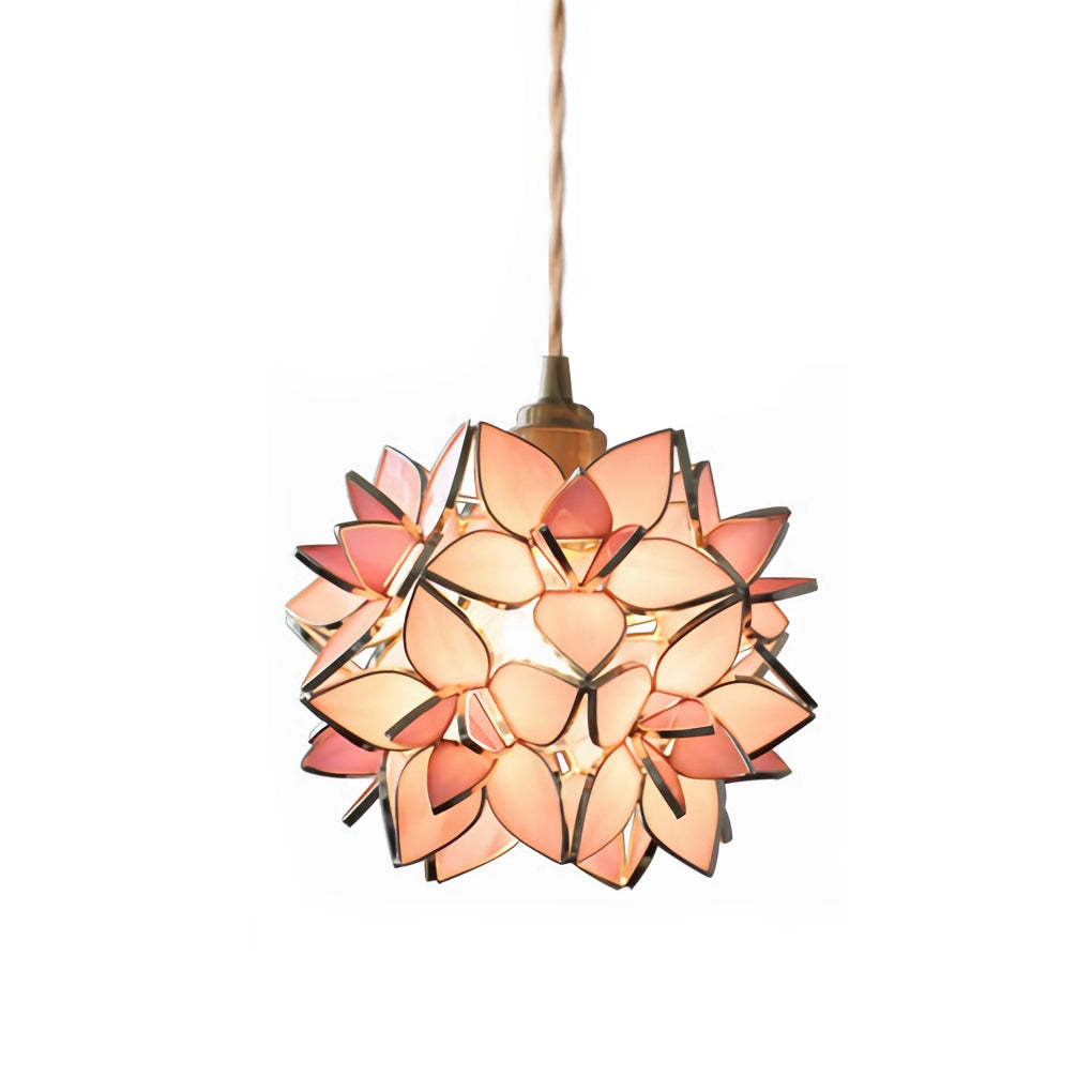 Glass Gardenia Petal Warm LED French Pendant Light