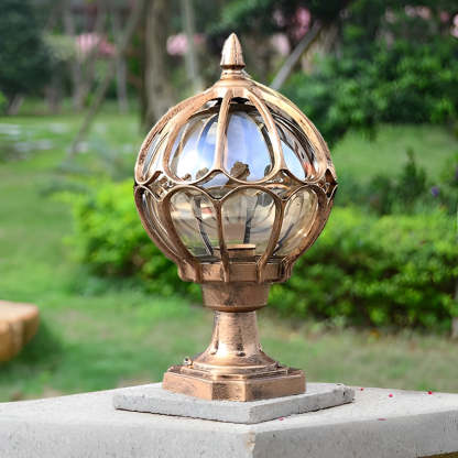 Vintage Outdoor Pier Mount Post Light with Glass Globe-Lighom