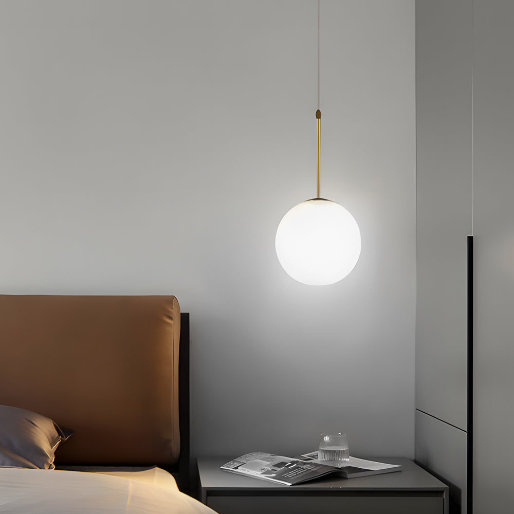 Modern White Glass Globe Gold Island Pendant