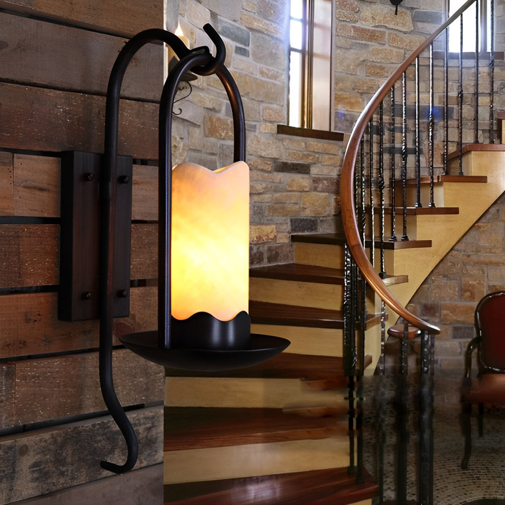 Creative Candlestick LED Iron Black Retro American-style Wall Lamp-Lighom