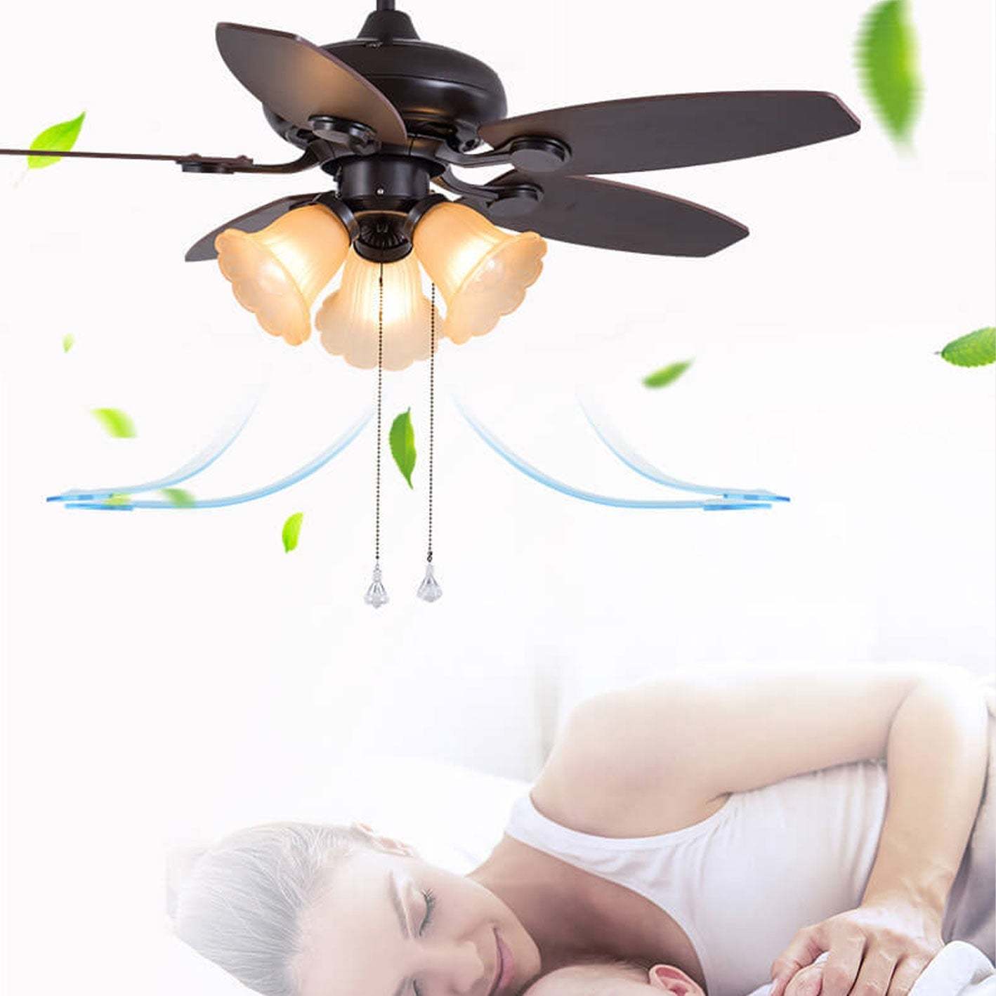 European Vintage Bell Ceiling Fan Light