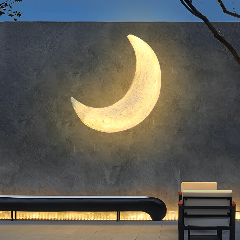Creative Resin Moon Waterproof LED Modern Outdoor Wall Sconce Lighting-Lighom