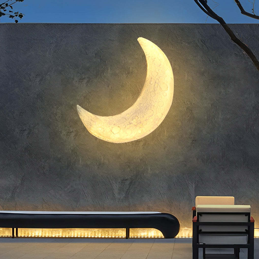 Creative Resin Moon Waterproof LED Modern Outdoor Wall Sconce Lighting-Lighom