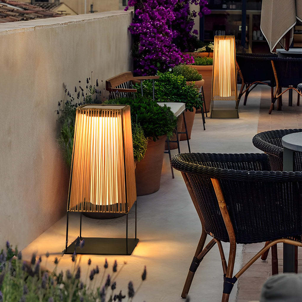 Rustic rubber blue outdoor floor lamps — 18.9" / Hardwired
