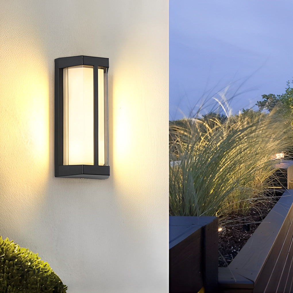 Modern double shade black outdoor wall lighting