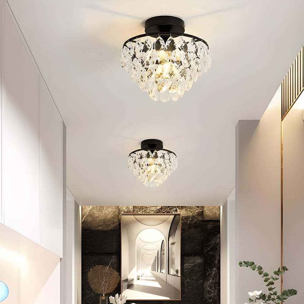 Round Crystal Black Modern Ceiling Chandelier