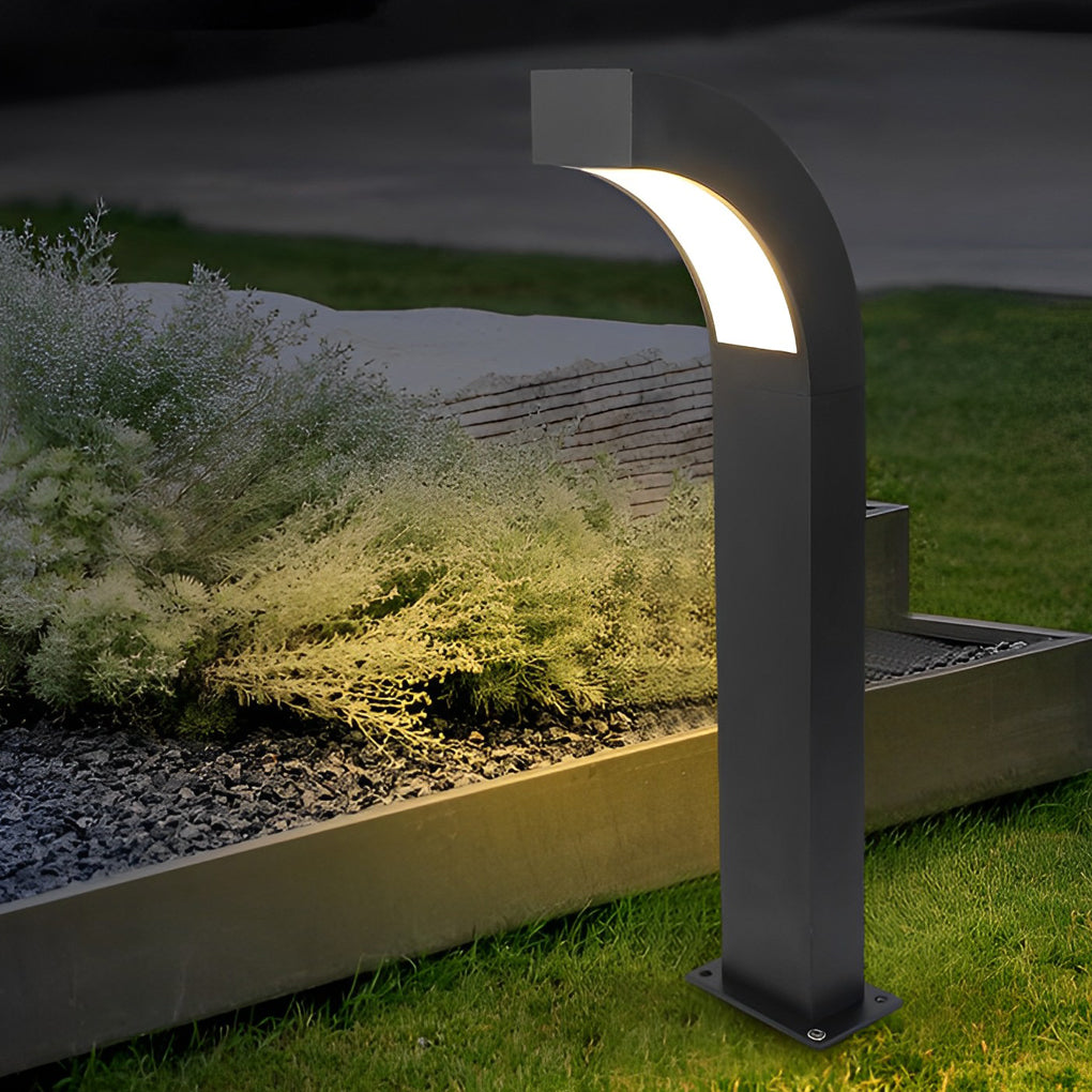 Minimalist Curved 24 inch Bollard Light Waterproof LED Landscape Lighting for Pathway-Lighom