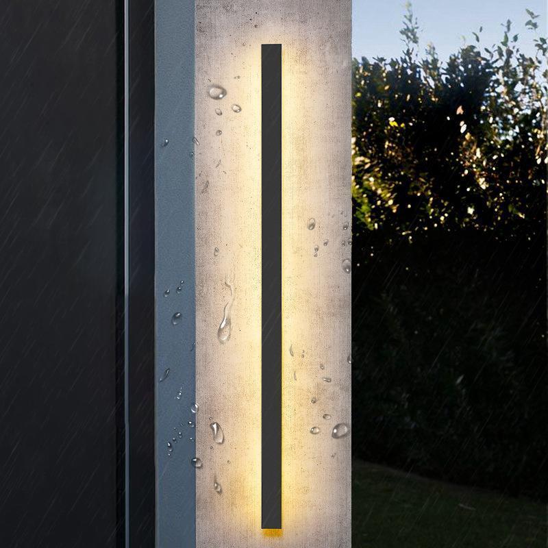 Black Long Strip Sconce Light Wall Lights Outdoor LED Lighting-Lighom