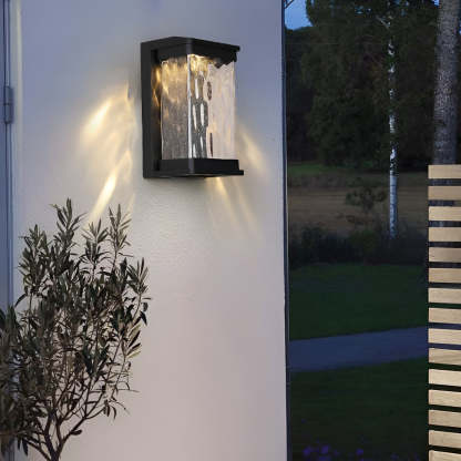Waterproof Creative Glass LED Black Modern Outdoor Wall Sconce Lighting-Lighom