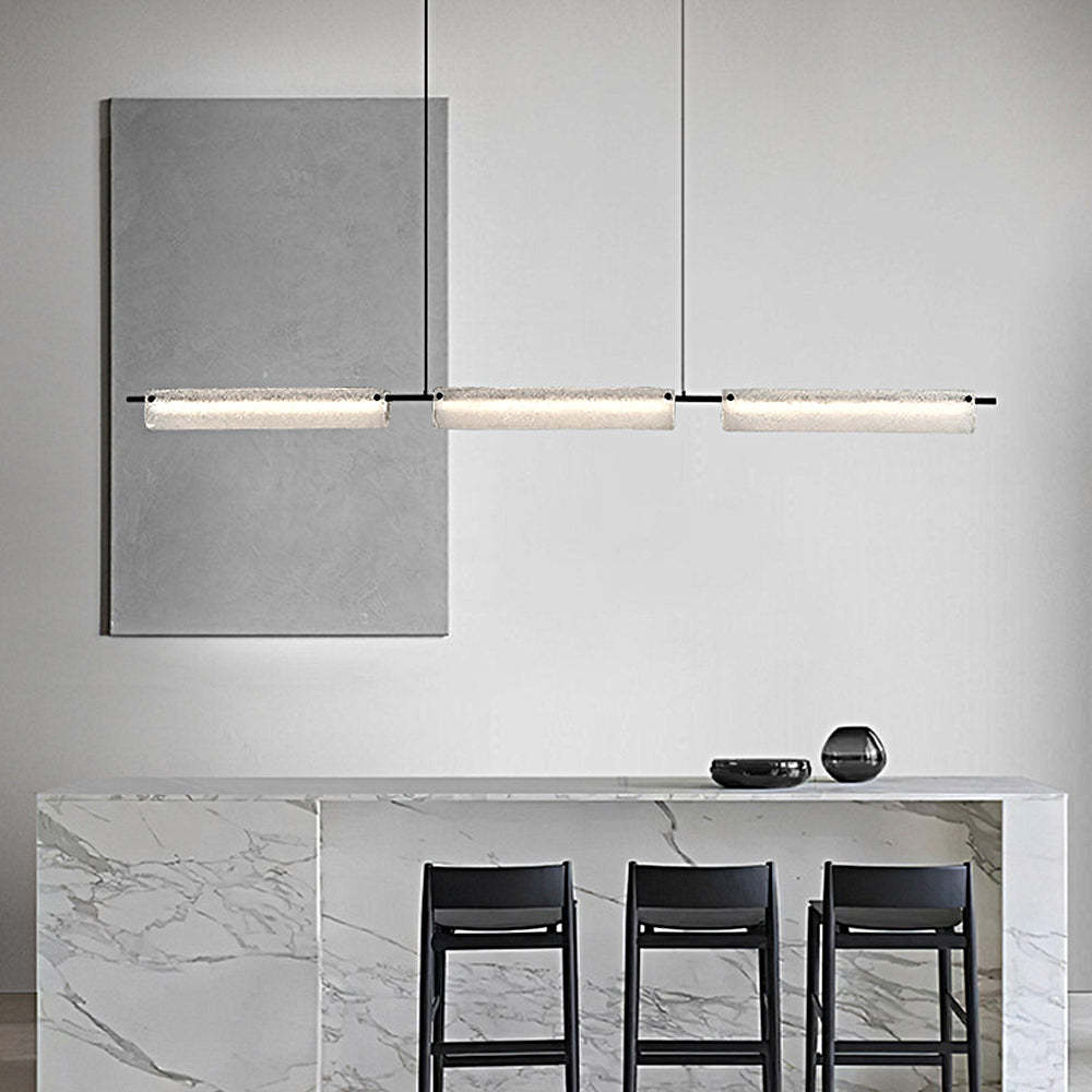 Modern Linear Copper Frosted Glass Kitchen Island Light