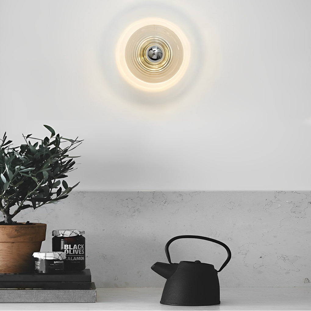 Round Striped Glass Iron Nordic Wall Sconce
