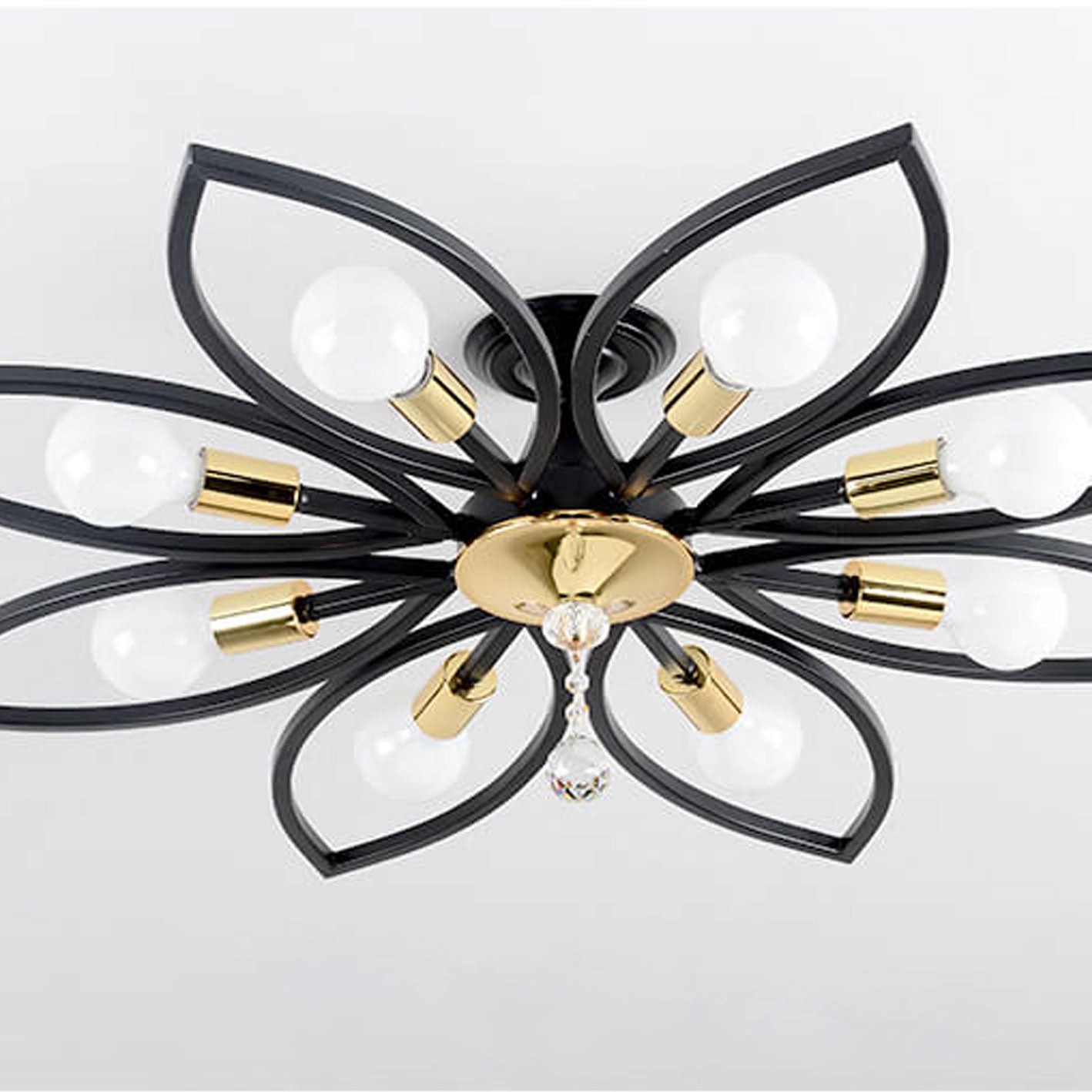 Nordic Wrought Iron Crystal 6/8-Light Flush Mount