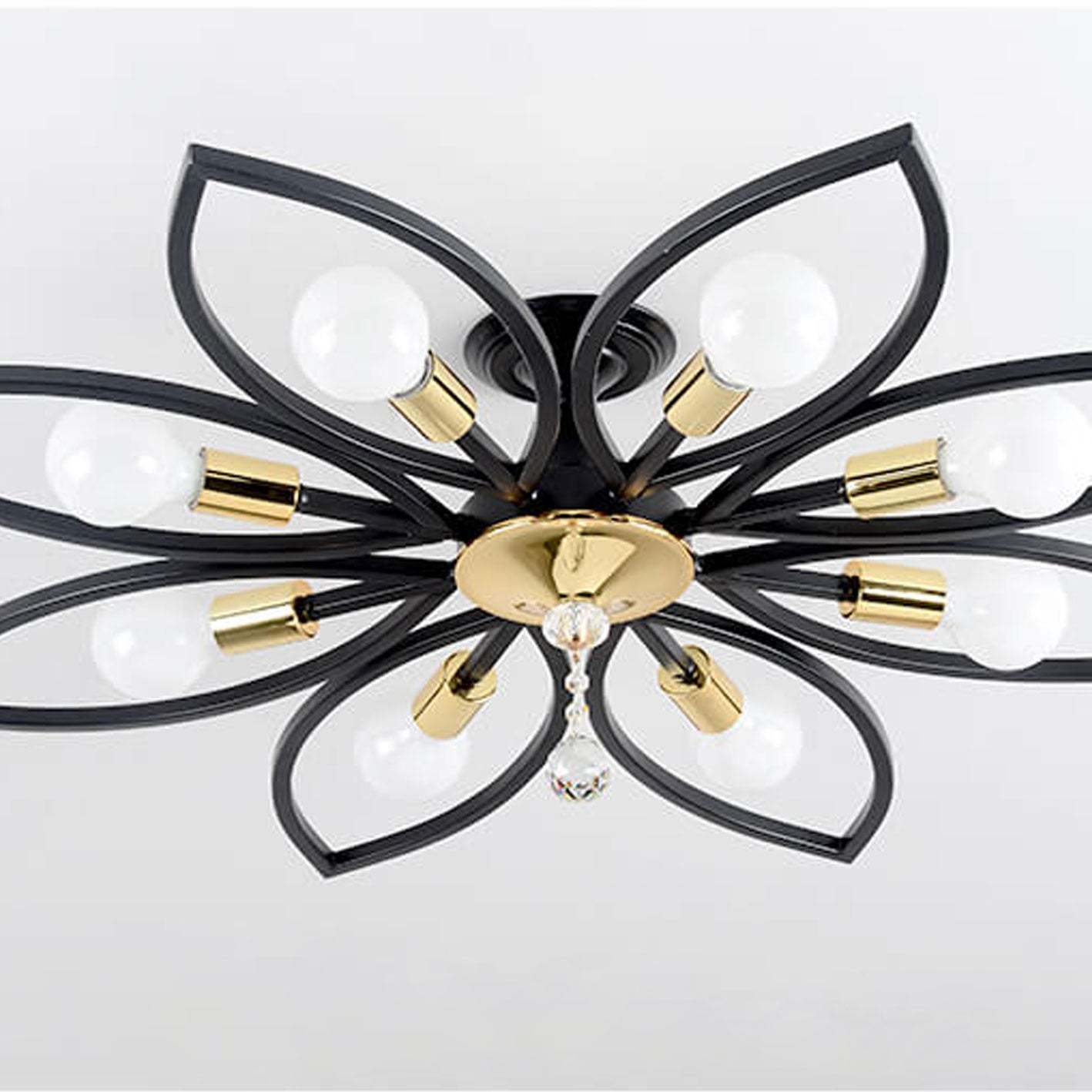 Nordic Wrought Iron Crystal 6/8-Light Flush Mount