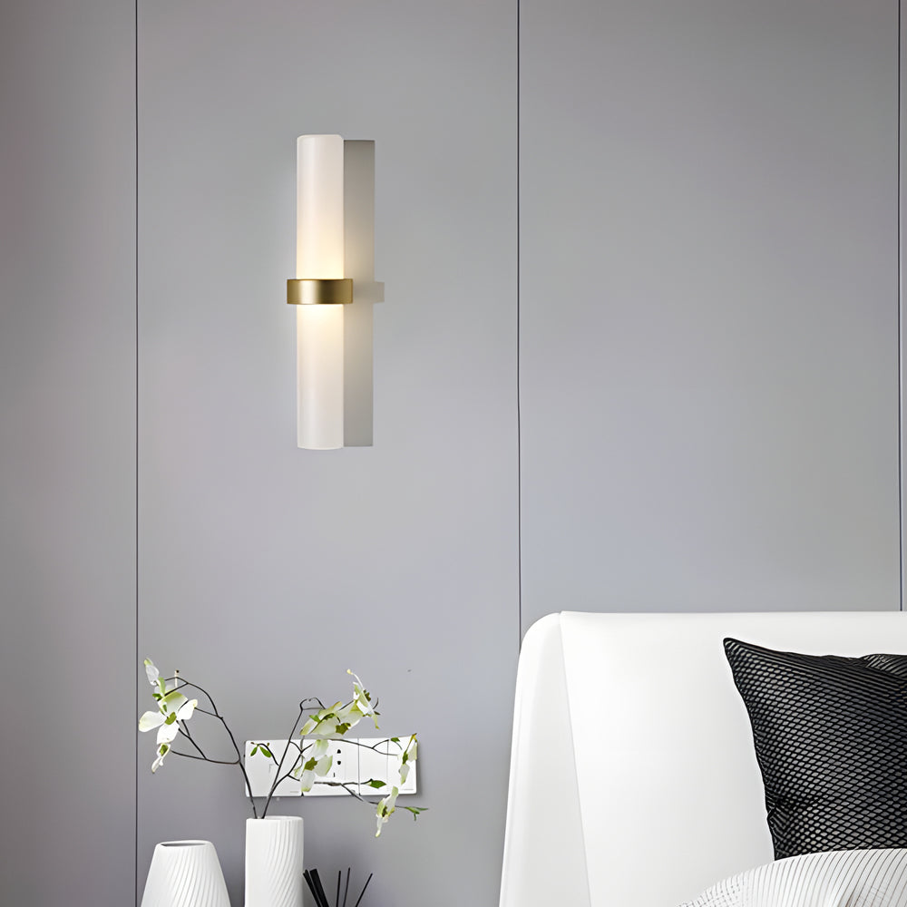 Modern Frosted Glass Tube 1-Light Wall Sconce in Warm White for Living Room-Lighom