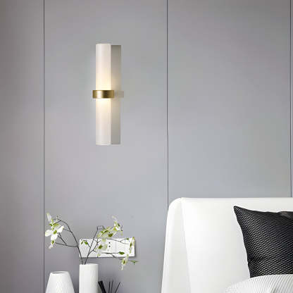 Modern Frosted Glass Tube 1-Light Wall Sconce in Warm White for Living Room-Lighom