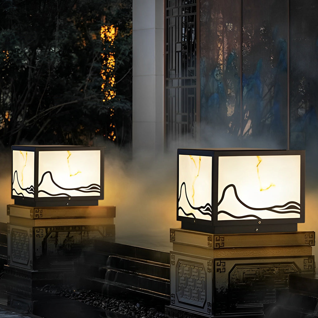 Mountain Scenery Smart Solar Post Cap Light