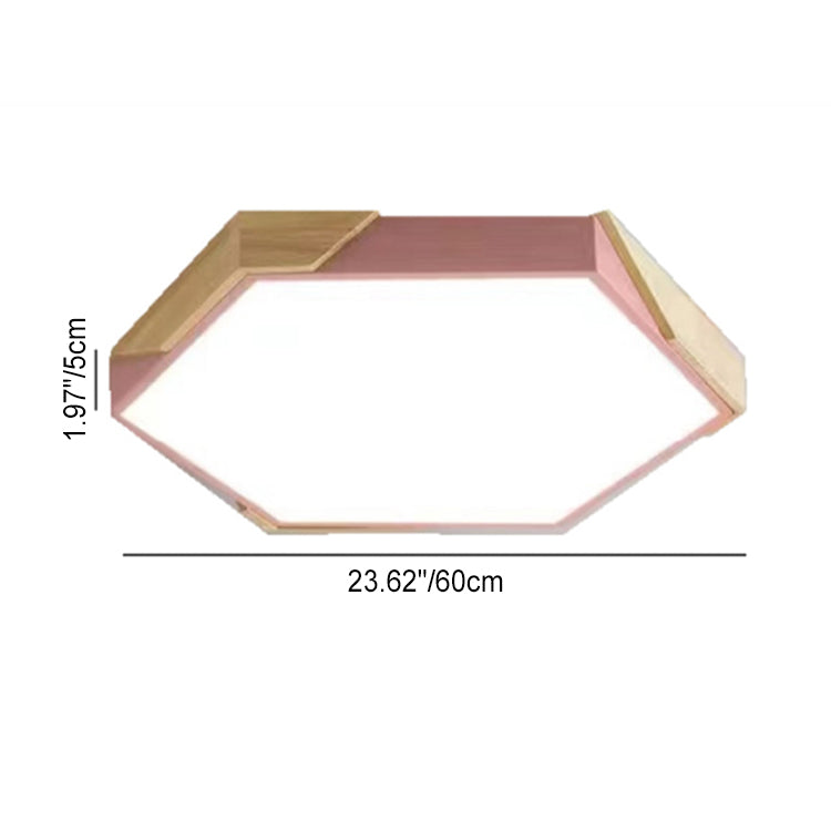 Scandinavian Hexagonal Macaron Flush Mount Light