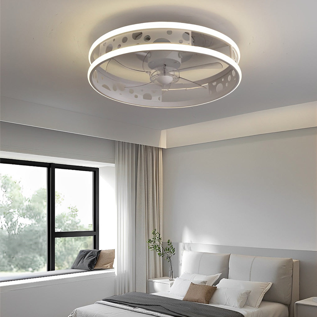 Round 3-Step Dimming LED Nordic Remote Fan