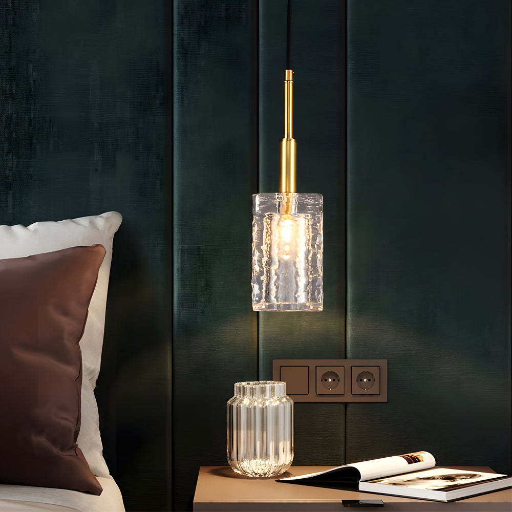 Crystal Cube Brass Pendant Copper Rod Kitchen Island Light