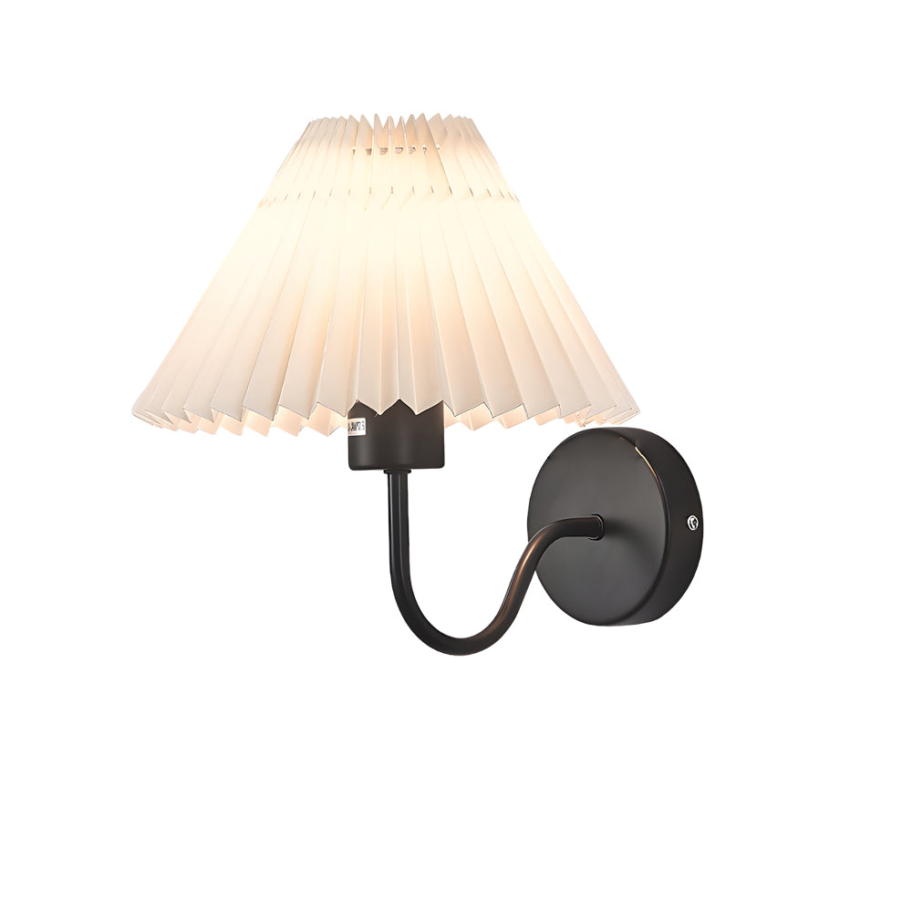Vintage 1-Light Dimmable Metallic Pleated Fabric Sconce
