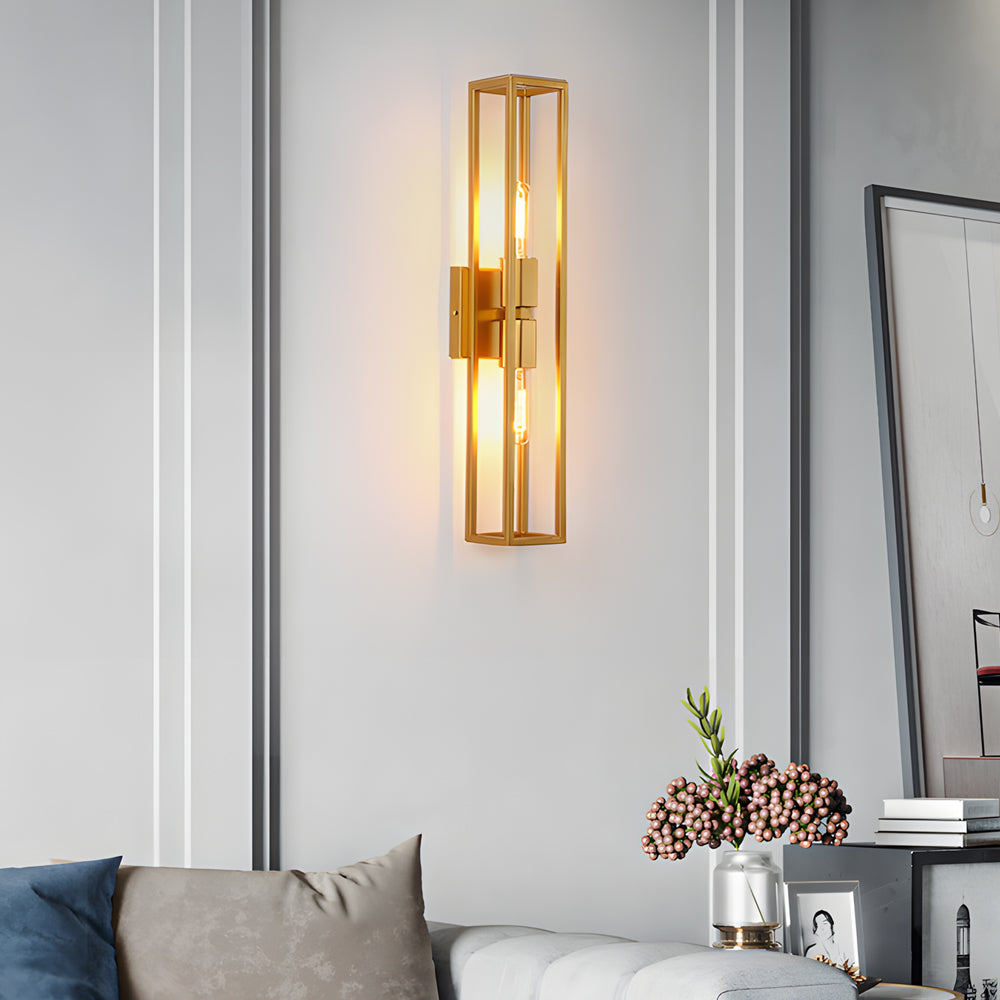 Simple Metal Frame Glass Shade American Style Wall Sconce Lighting-Lighom