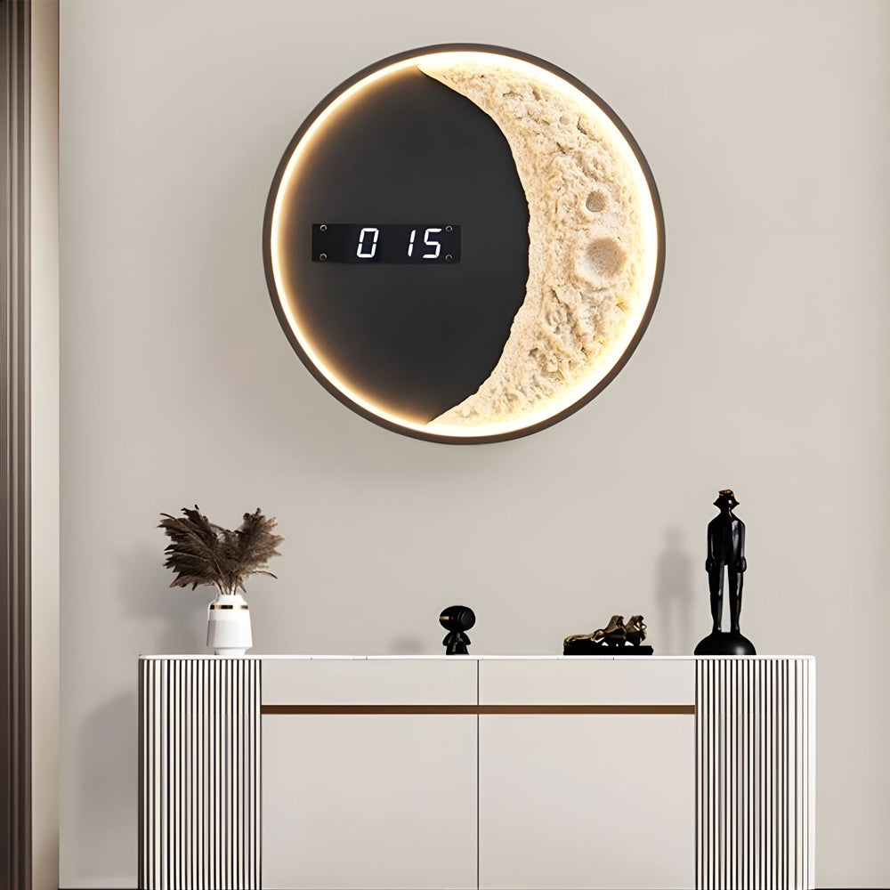 Moon LED Digital Clock Astronaut 3-Color Wall Lamp