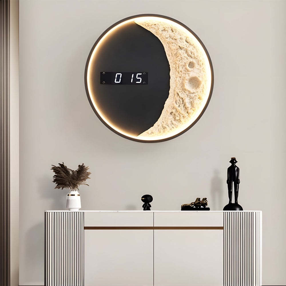 Moon LED Digital Clock Astronaut 3-Color Wall Lamp