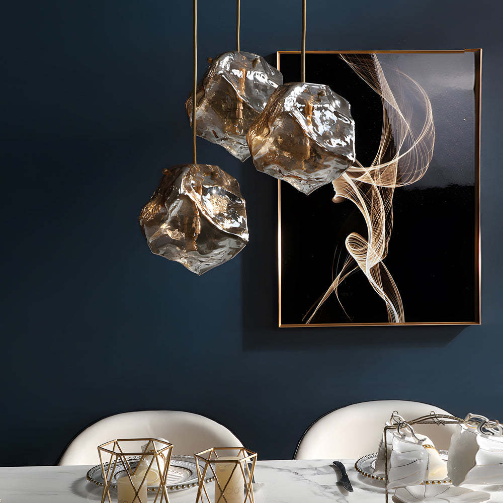 Irregular Lava Glass Copper Post-Modern Chandelier