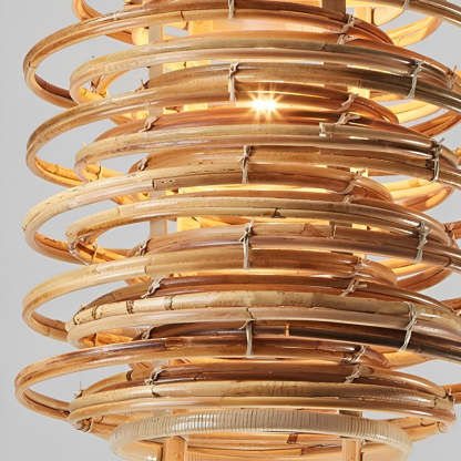 16" Round Bamboo Farmhouse Living Room Pendant Light