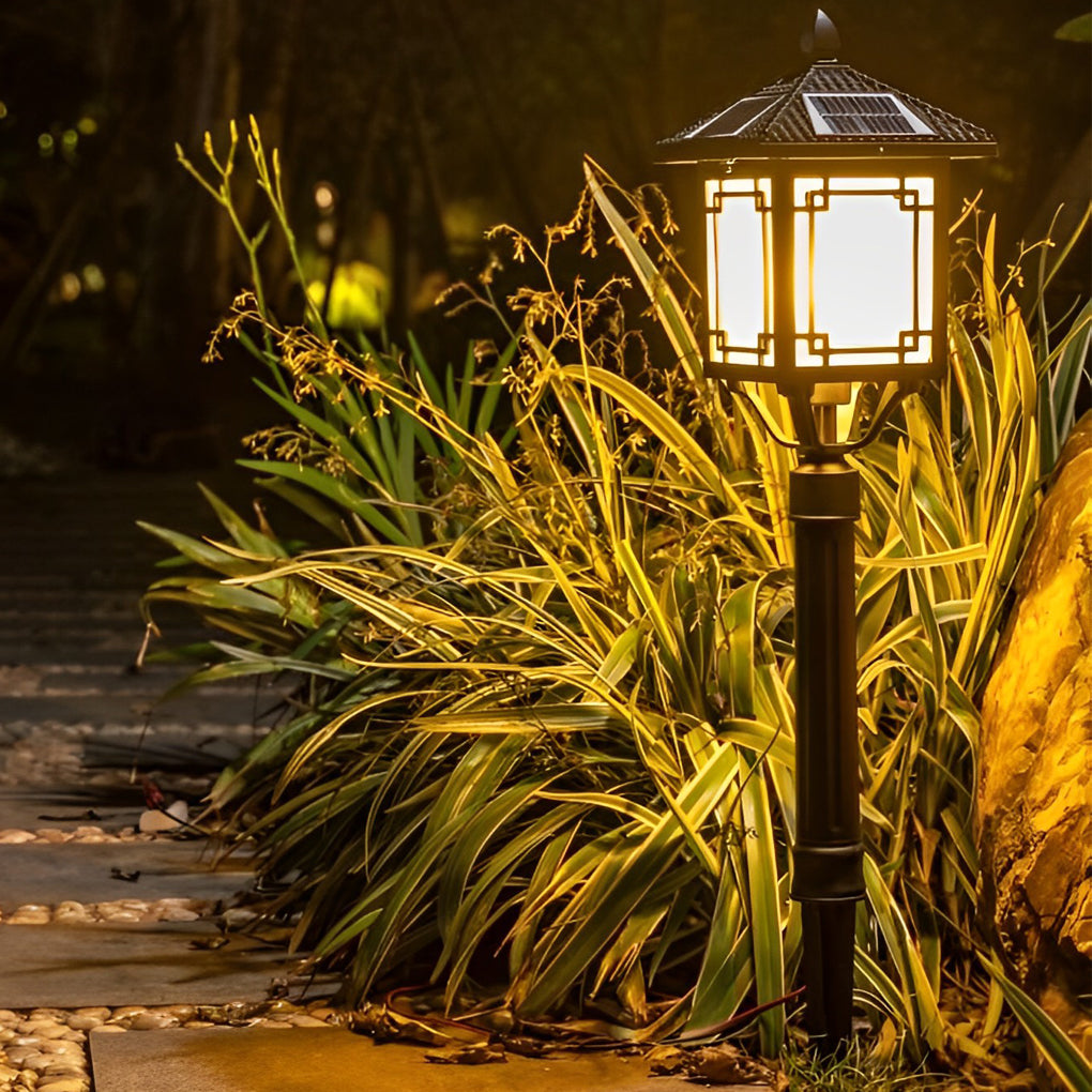 Ancient House Solar LED Three-Step Dimming Post Light