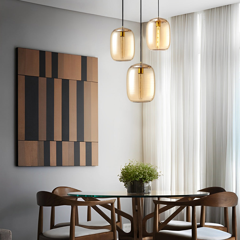Spiral postmodern pendant lighting in glass — Amber