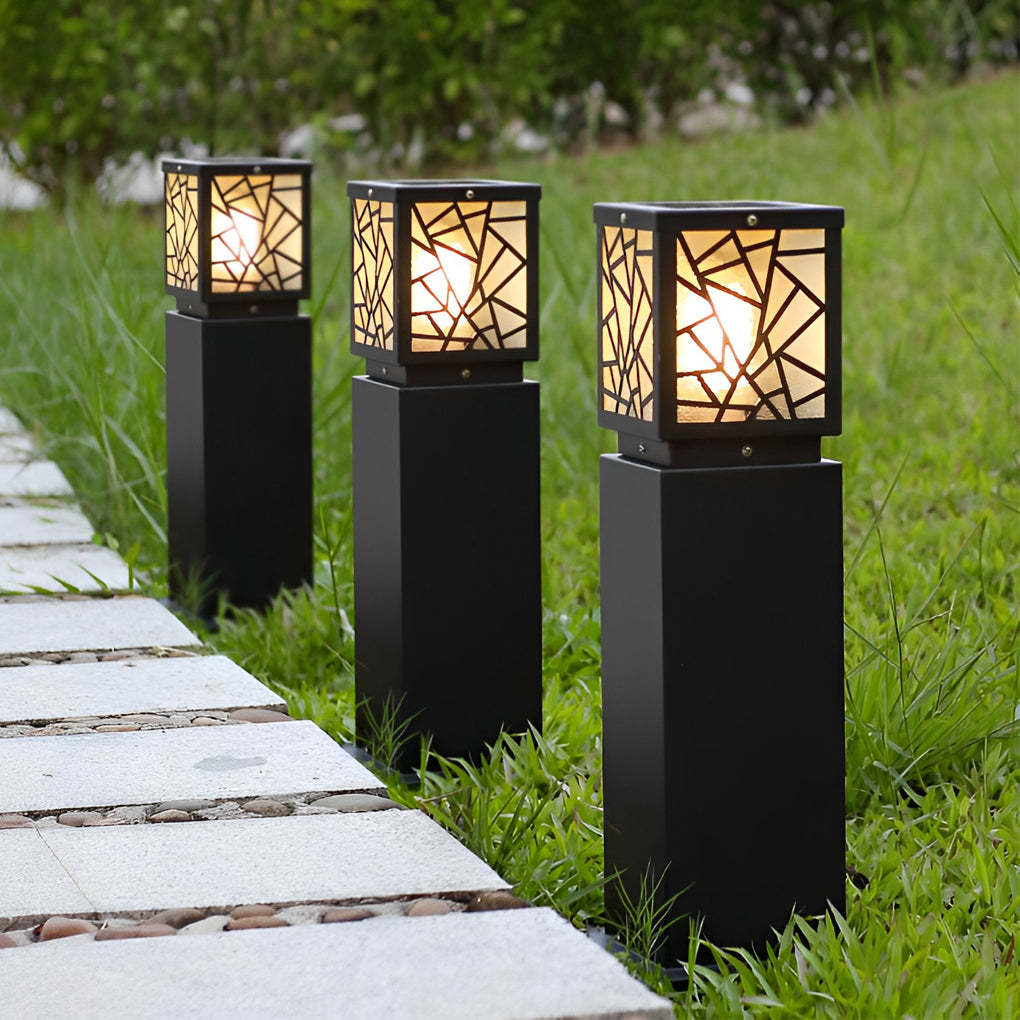 Retro LED Waterproof Black Modern Solar Path Lights Outdoor Lawn Light-Lighom
