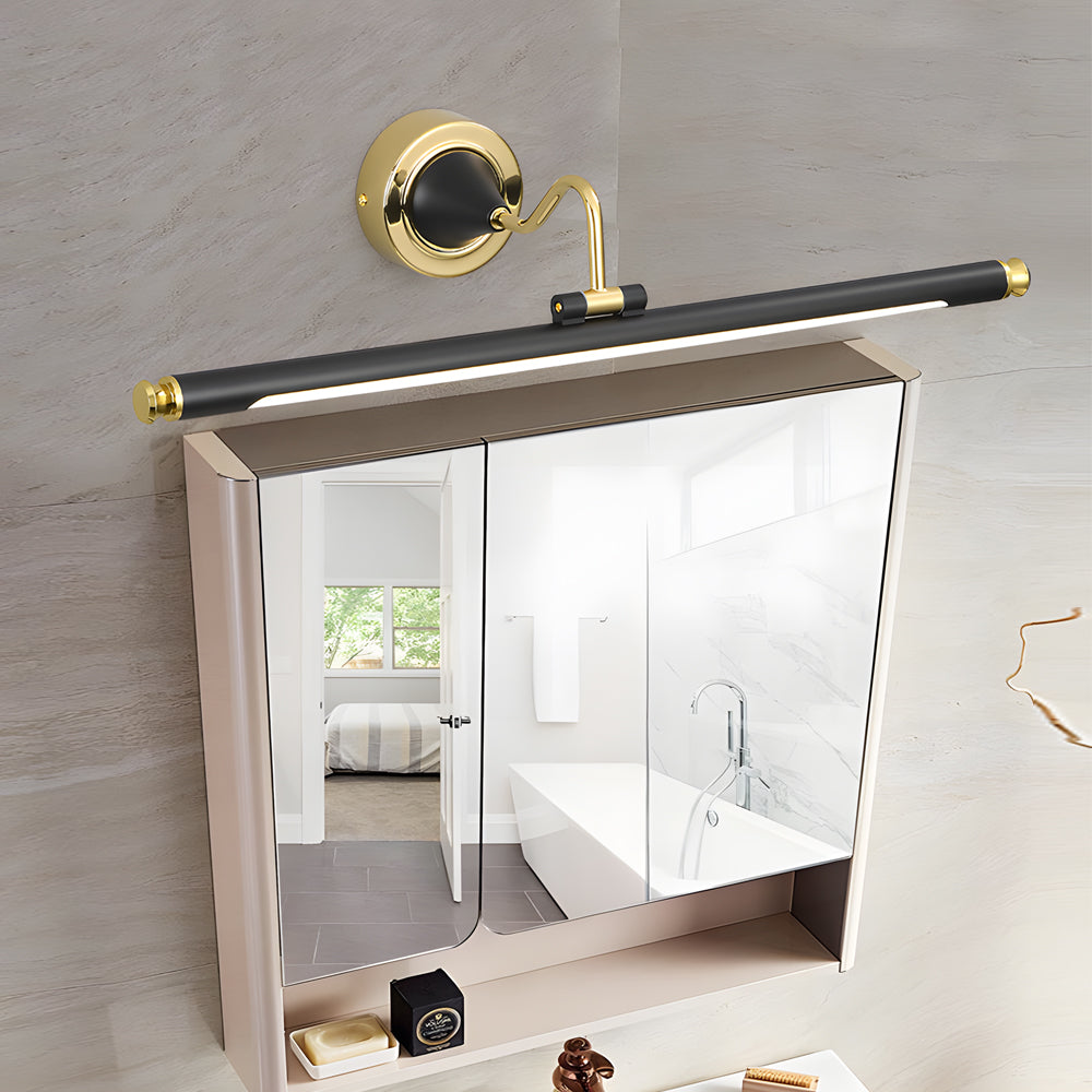 Gold and Black Rotatable Linear Vintage LED Bathroom Vanity Light-Lighom