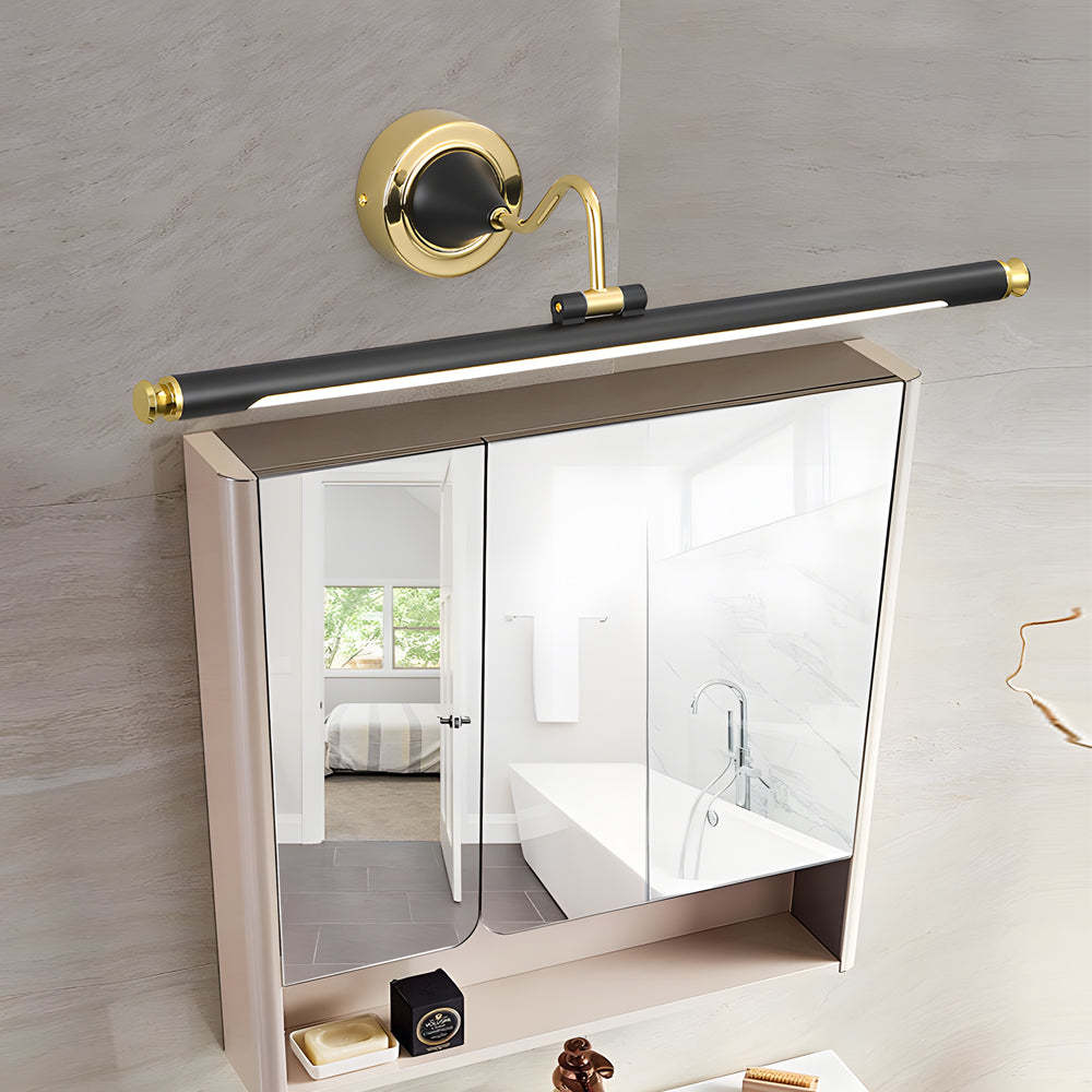 Gold and Black Rotatable Linear Vintage LED Bathroom Vanity Light-Lighom