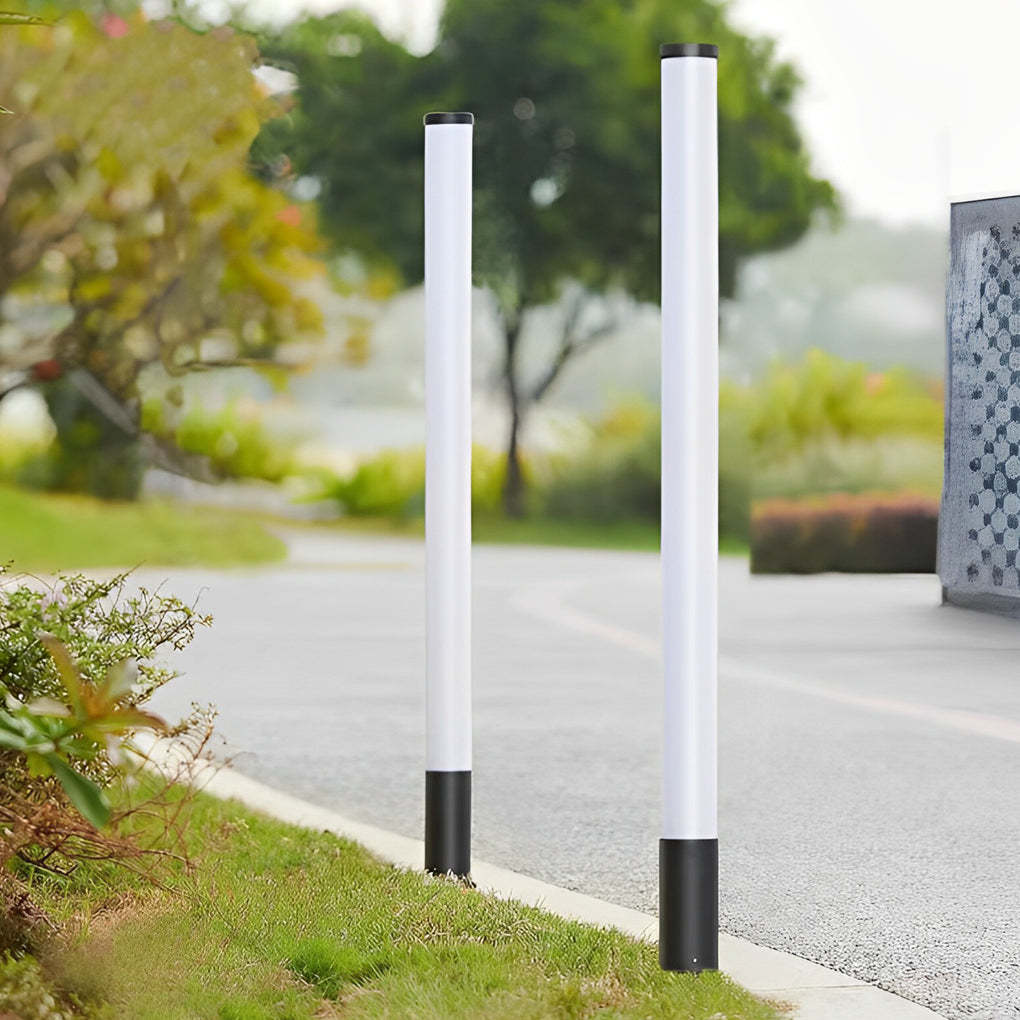 Cylindrical Acrylic Waterproof LED Black Modern Outdoor Lawn Lights-Lighom