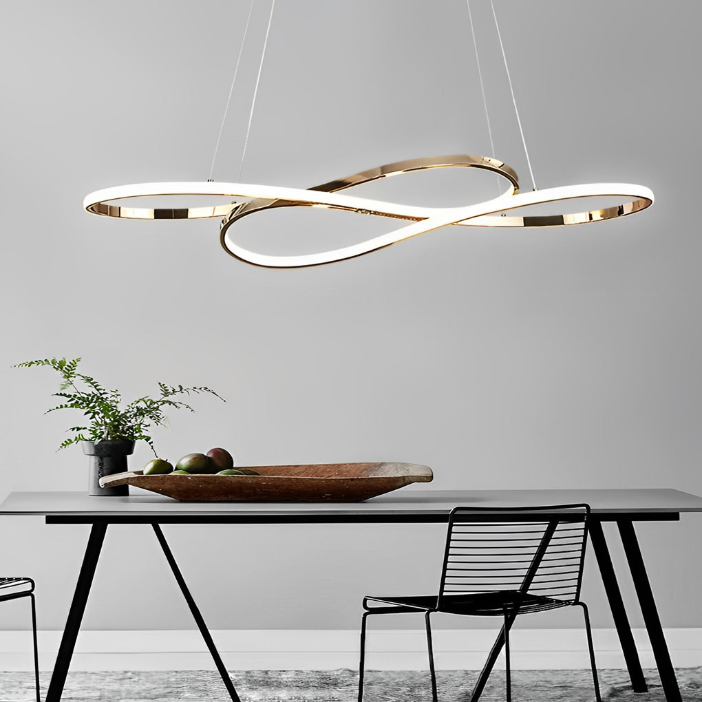 Wavy Figure-8 LED Stepless Dimming Nordic Pendant Chandelier — Gold / Warm White
