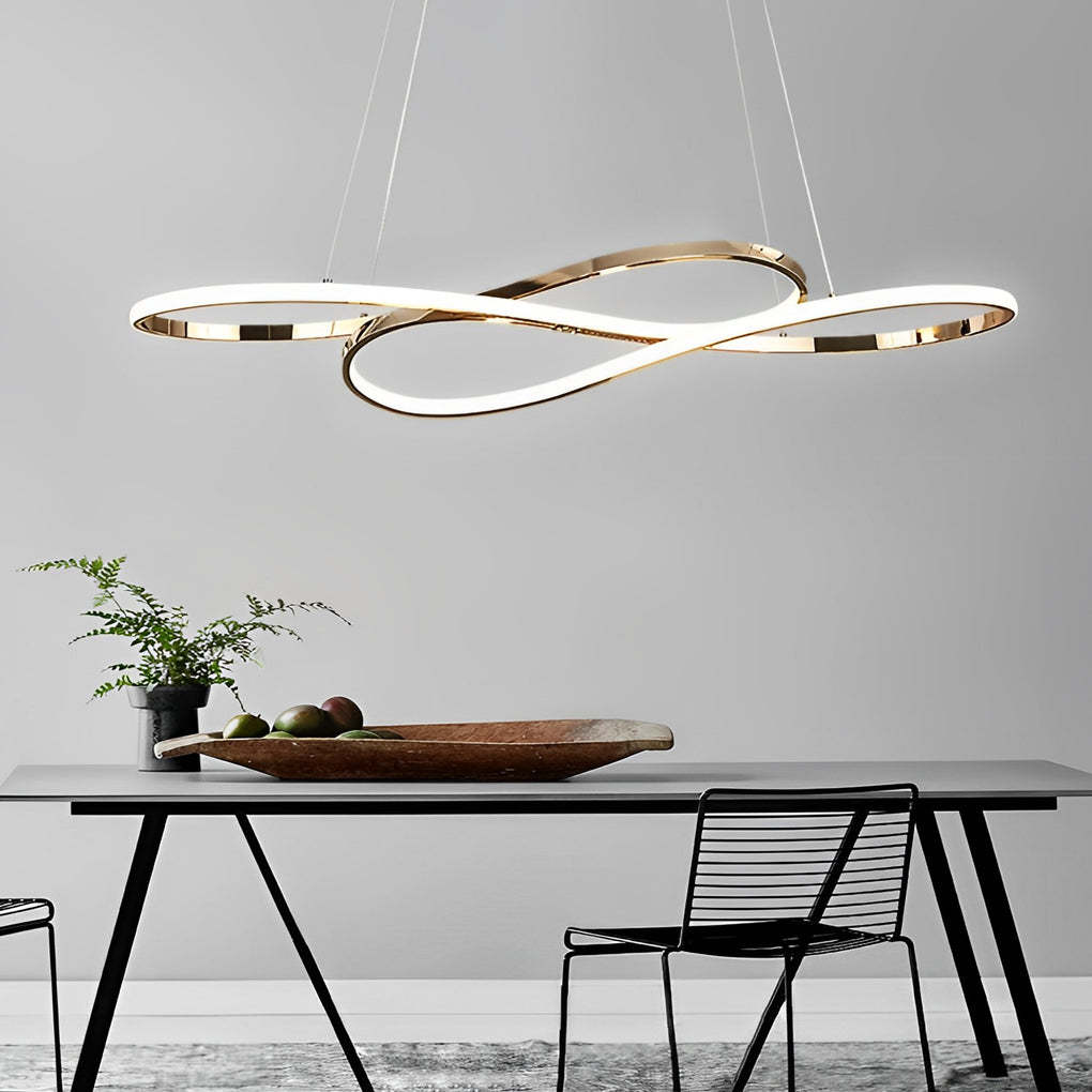 Wavy Figure-8 LED Stepless Dimming Nordic Pendant Chandelier — Gold / Warm White