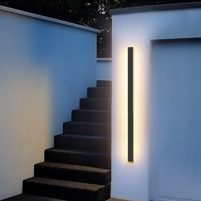 Black Long Strip Sconce Light Wall Lights Outdoor LED Lighting-Lighom